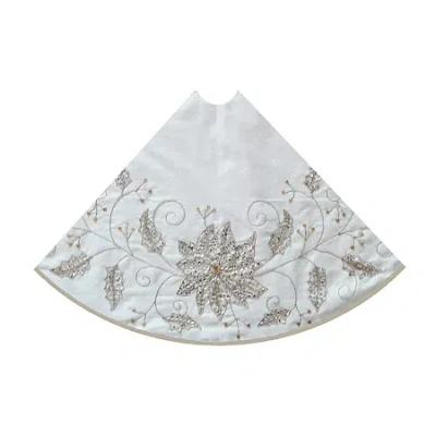 Kurt Adler Ivory Holly Indoor Tree Skirt In White