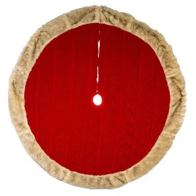 Kurt Adler Knit Tree Skirt In Red;gold