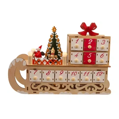 Kurt Adler Led Santa Sleigh Christmas Advent Calendar In Brown