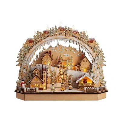 Kurt Adler Led Village Village House With Ice Skiers In Multicolored