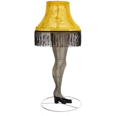 Kurt Adler Leg Lamp Décor With Tinsel In Yellow