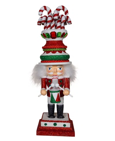 Kurt Adler 16-inch Hollywood Candy Cane Hat With Drum Nutcracker In Multicolored