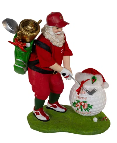 Kurt Adler 11-inch Fabriche Golfer Santa With Oversized Golf Ball In Red