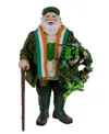 Kurt Adler 10.5-inch Fabriche Musical Irish Santa With Wreath In Green