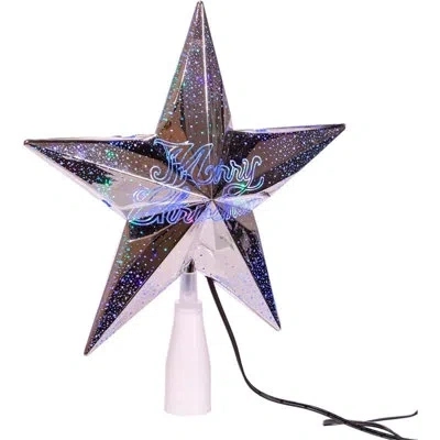 Kurt Adler Merry Christmas Star Tree Topper In Silver