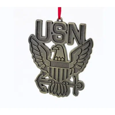 Kurt Adler Metal Ornament For Christmas Tree, U.s. Navy Usn Eagle In Multicolored