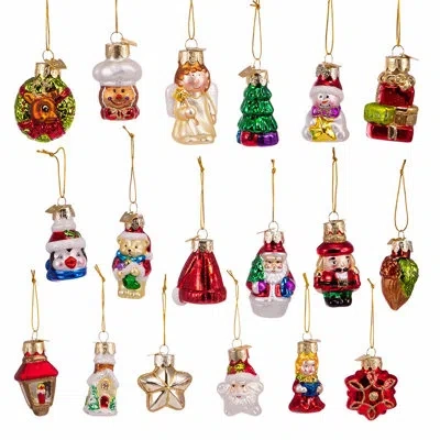 Kurt Adler Mini Christmas Shape 18 Piece Hanging Figurine Ornament Set In Multi