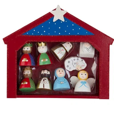 Kurt Adler Miniature Nativity Set With 9 Figures And Stable