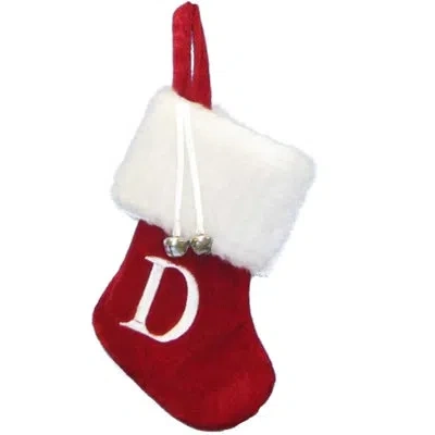 Kurt Adler Monogrammed D Miniature Christmas Stocking, 7in In Red