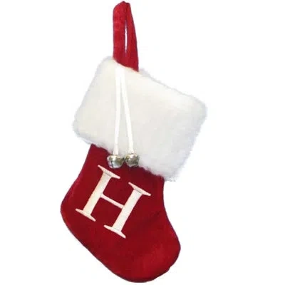 Kurt Adler Monogrammed “h” Miniature Christmas Stocking, 7" In Red