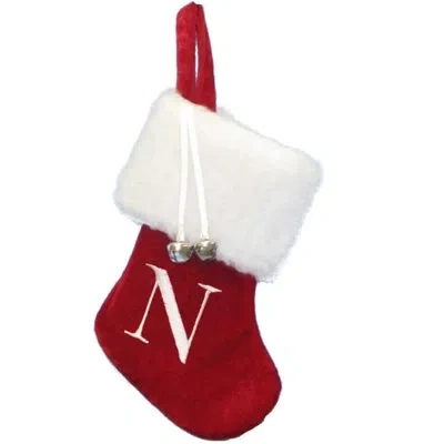 Kurt Adler Monogrammed N Miniature Christmas Stocking, 7in In Red