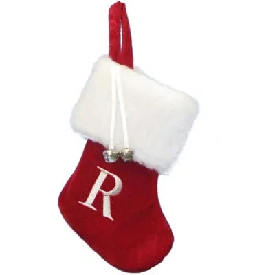Kurt Adler Monogrammed R Miniature Christmas Stocking, 7in In Red