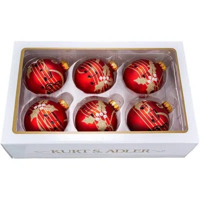Kurt Adler Musical Notes Glass Ball Ornament In Red