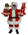 Kurt Adler 10.5-inch Fabriche African American Santa With Gifts In Red