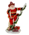 Kurt Adler 11.5-inch Fabriche Fireman Santa On Ladder In Red