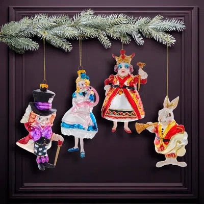 Kurt Adler Noble Gems™ 4 Piece Alice In Wonderland Hanging Figurine Ornament Set In Multicolored