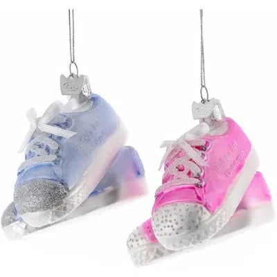 Kurt Adler Noble Gems Baby Sneakers Christmas Ornament, Assorted (pack Of 2) In Multicolor