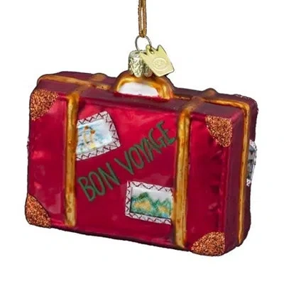 Kurt Adler Noble Gems Bon Voyage Suitcase Hanging Figurine Ornament