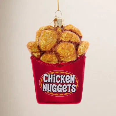 Kurt Adler Noble Gems Glass Christmas Ornament, Chicken Nuggets In Gold,brown,black