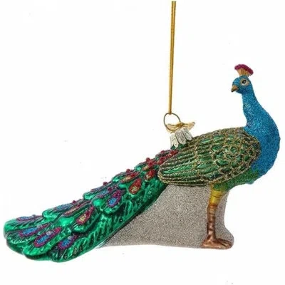 Kurt Adler Noble Gems Glass Christmas Ornament, Peacock In Multi