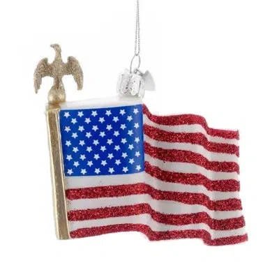 Kurt Adler Noble Gems Glass Ornament For Christmas Tree, American Flag In Red,white,blue,yellow