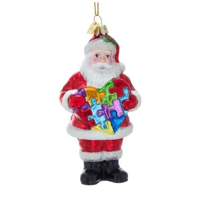 Kurt Adler Noble Gems Glass Ornament For Christmas Tree, Autism Awareness Santa In Multicolored