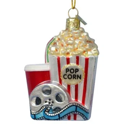Kurt Adler Noble Gems Glass Ornament For Christmas Tree, Popcorn And Movie In Blue,red,yellow,white