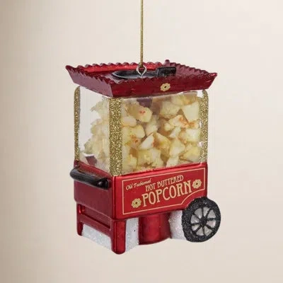Kurt Adler Noble Gems Glass Ornament For Christmas Tree, Popcorn Machine In Red,white,black,yellow