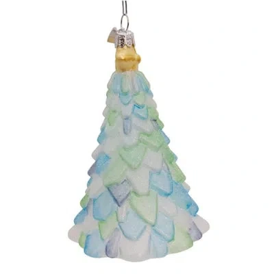 Kurt Adler Noble Gems Glass Ornament For Christmas Tree, Seaglass Christmas Tree, 5" In Blue
