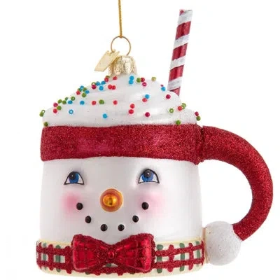 Kurt Adler Noble Gems Glass Ornament For Christmas Tree, Snowman Mug In Multicolored