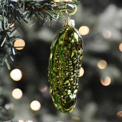 Kurt Adler Noble Gems Hand Blown Glass Old World Pickle Hanging Figurine Ornament