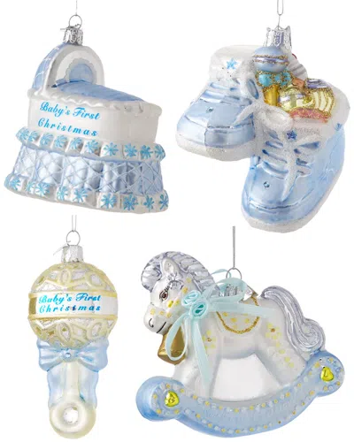 Kurt Adler Noble Gems Ornament Set In Blue