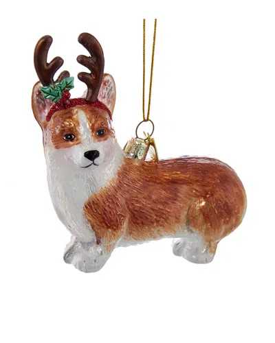 Kurt Adler Noble Gems™ Pembroke Welsh Corgi With Antlers Glass Ornament In Multi
