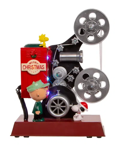 Kurt Adler Peanuts 8.6-inch Battery-operated Animated Projector Musical Tablepiece In Multicolored