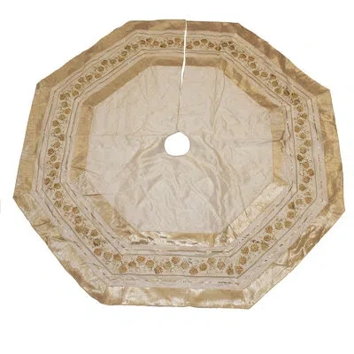 Kurt Adler Pinecone Tree Skirt In Gold;ivory