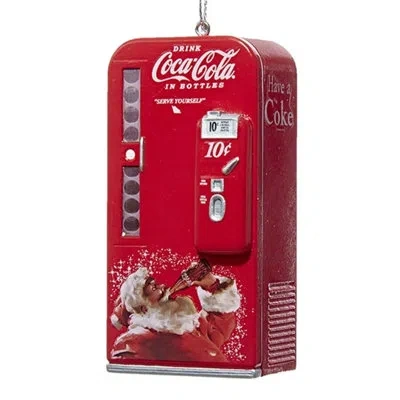 Kurt Adler Plastic Ornament For Christmas Tree, Coca-cola Vintage Vending Machine In Red