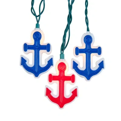 Kurt Adler Red And Blue Anchor 10 Light String Lighting