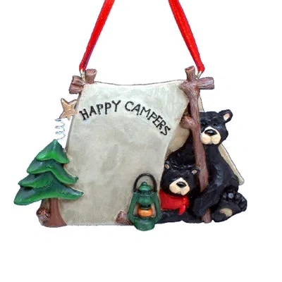 Kurt Adler Resin Campers Bears In A Tent Hanging Figurine Ornament