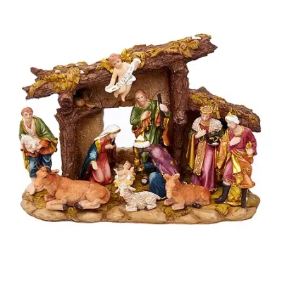 Kurt Adler Resin Nativity Set With Figures And Stable - 11-piece Set In Multi
