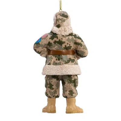 Kurt Adler Resin Ornament For Christmas Tree, Camouflage Military Santa In Multicolored