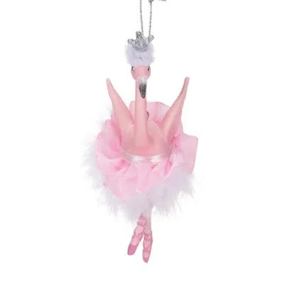 Kurt Adler Resin Ornament For Christmas Tree, Flamingo Ballerina In Pink