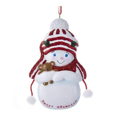 Kurt Adler Resin Ornament For Christmas Tree, Snowboy Sweet Grandson In White