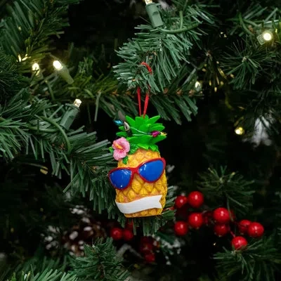 Kurt Adler Resin Pineapple With Sunglasses Hanging Figurine Ornament