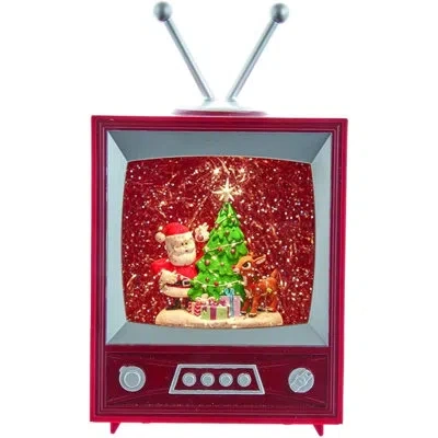 Kurt Adler Rudolph And Santa Musical Tv Table Piece In Multicolor