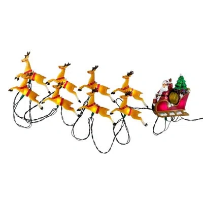 Kurt Adler Santa Sled And 8 Reindeer 10 Light String Light In Clear