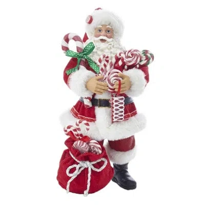 Kurt Adler Santa With Candy And Sack Figurine In Multicolored