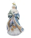 Kurt Adler Santa With Tree And Scene Ornament, 7 Inches In Blue