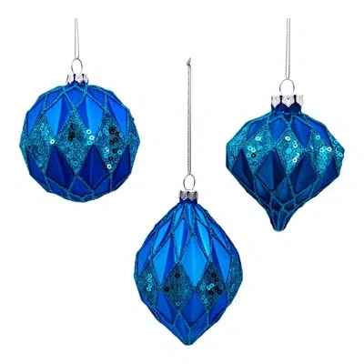 Kurt Adler Sequin 3 Piece Ball Ornament Set