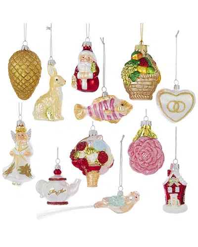 Kurt Adler Set Of 12 2.75-4in Noble Gems Wedding Ornaments In Multi