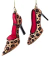 Kurt Adler Set Of 2 2.6-3.3in Glass Leopard Heels Ornaments In Multicolor